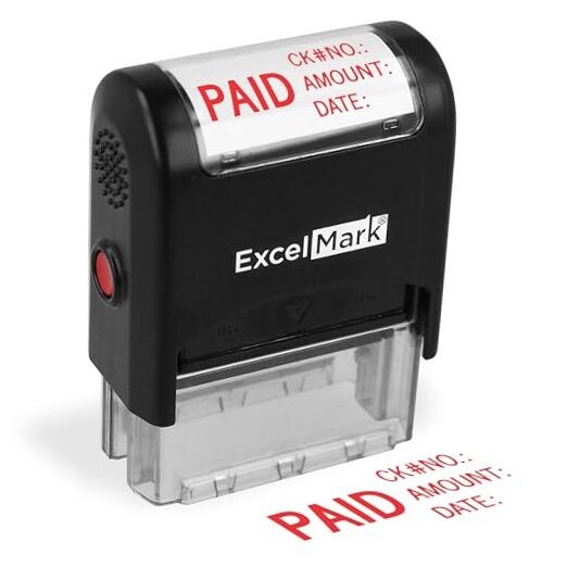  Paid with Check No, Amount, Date - Self Inking Rubber Stamp - A2359 