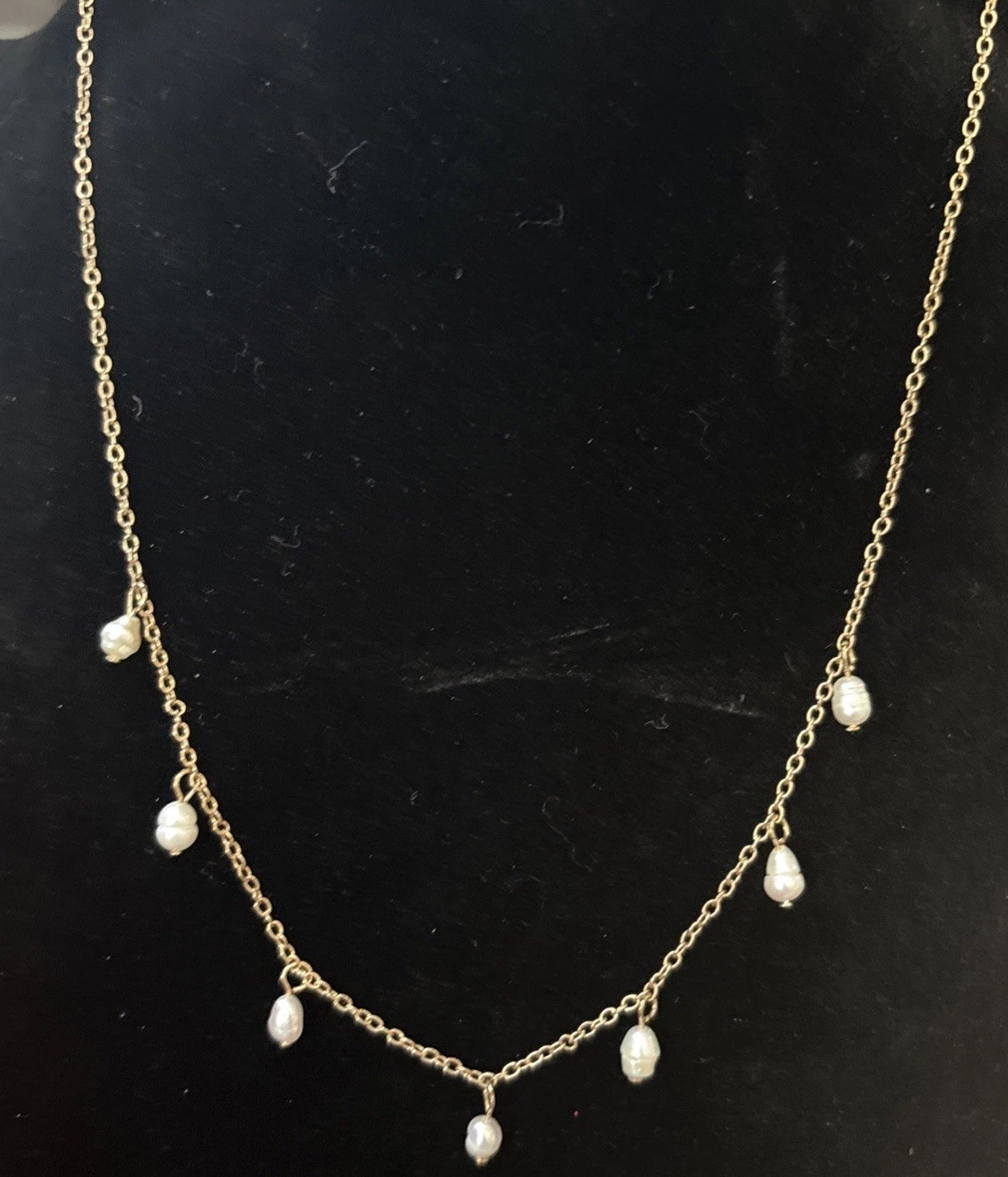 Time and Tru Necklace Necklace Faux Pearl Shiny Gold Tone 18 Inch