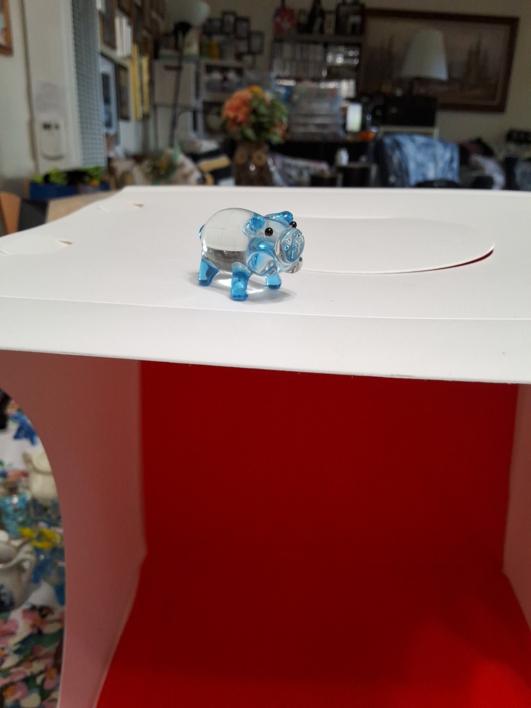 Glass Clear Pig Blue Ears Tale And Feet