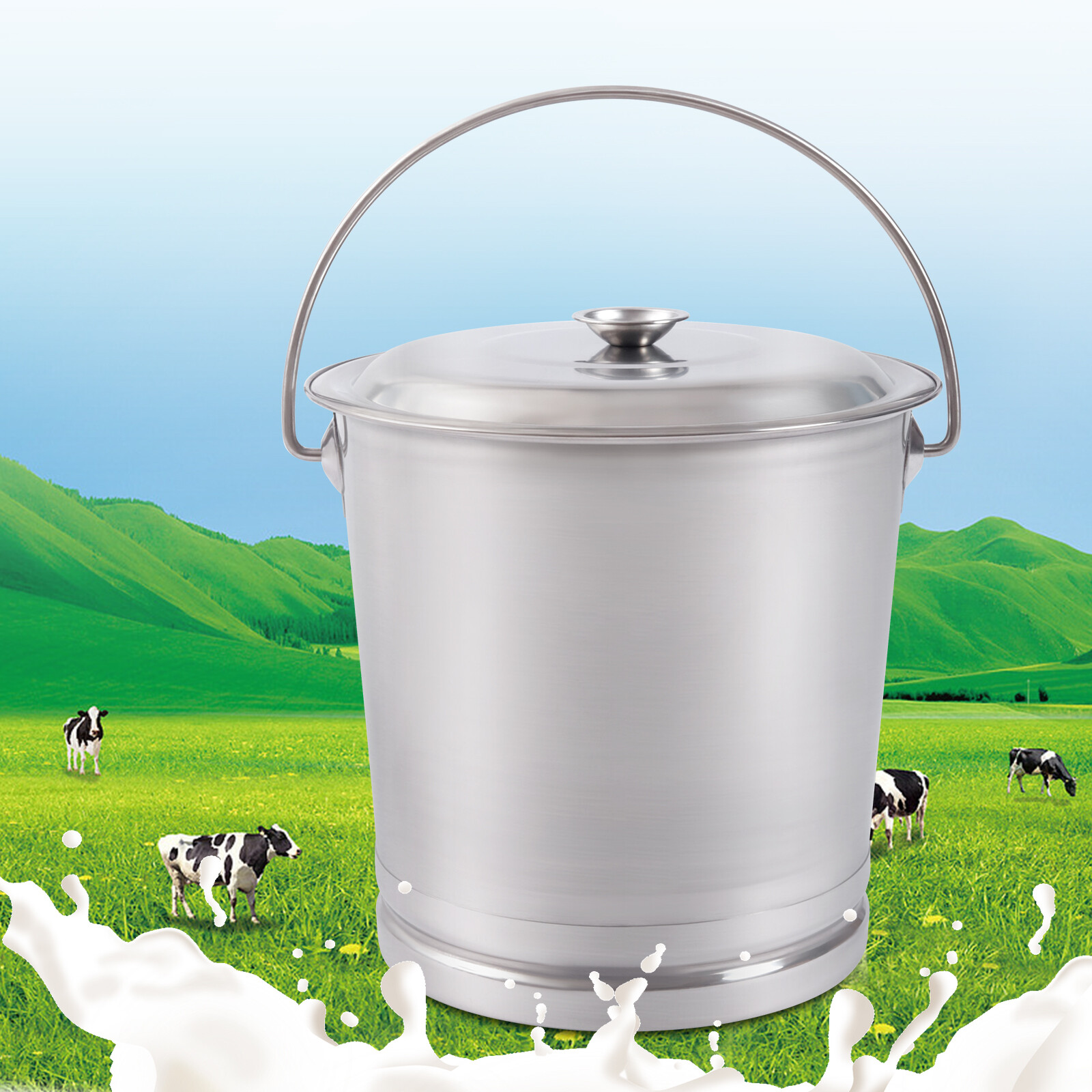 Stainless Steel Milk Pail Bucket with Lid Handle 8.5 Qt Milk Pail Stainless