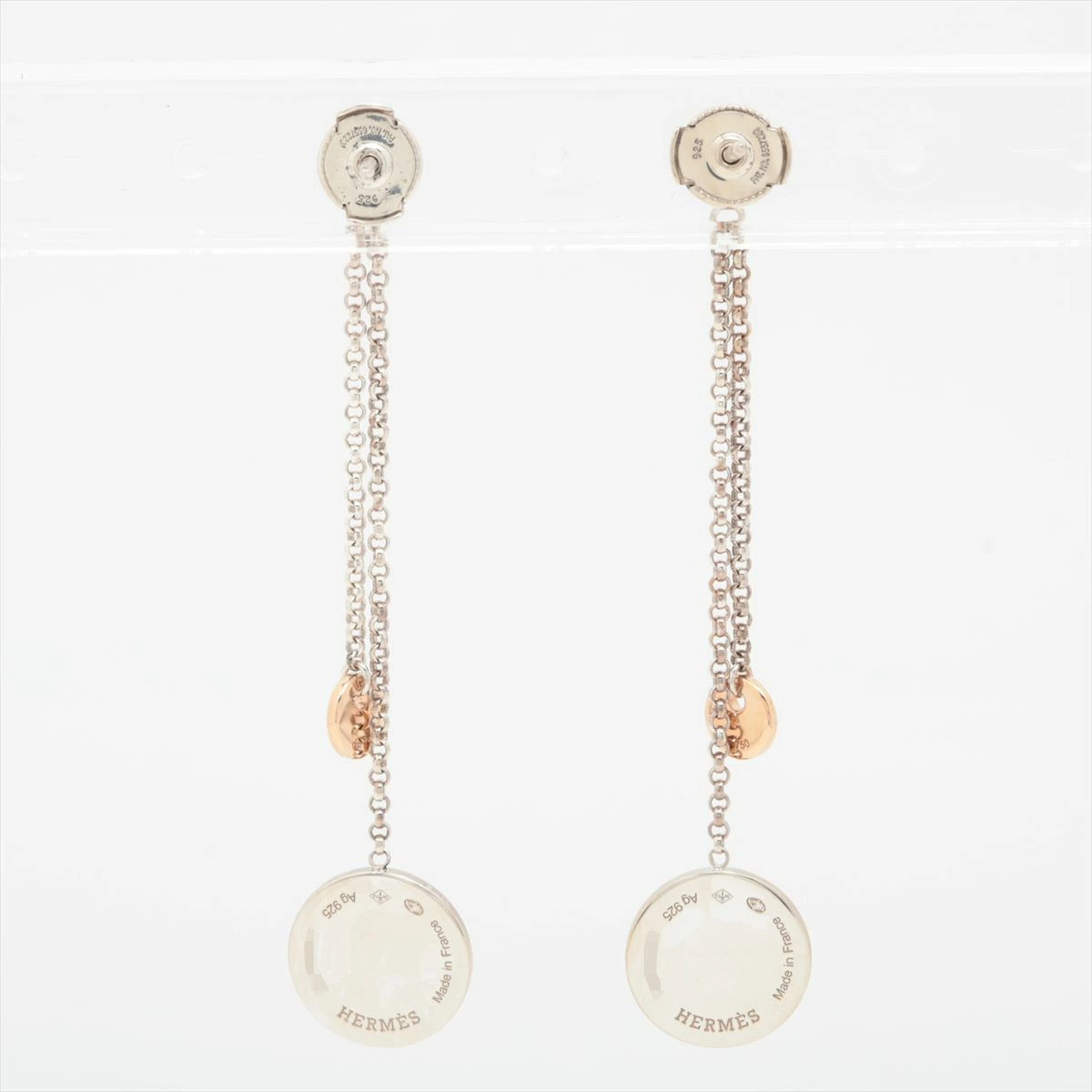 Used HERMES Ex Libris 2023 Earrings (For Both Ears) 925 750 6.7g Silver