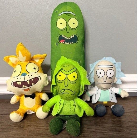 Rick and Morty Plush Toys Set of 4 Pickle Rick Squanchy Toxic Rick & More