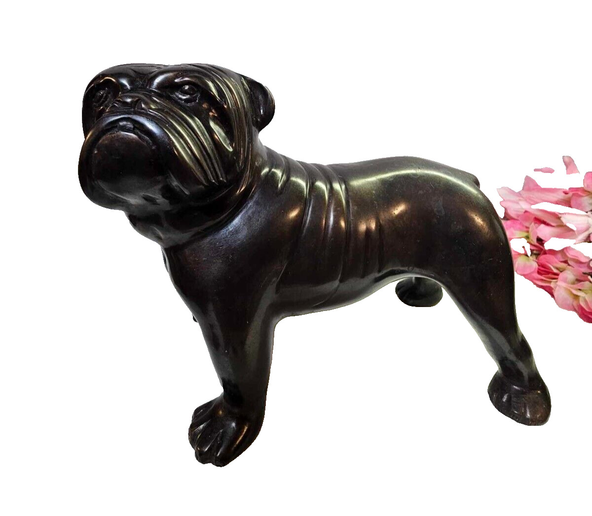 Vtg Bronze Metal Dog Bulldog Sculpture Statue Figurine Large 8"W- 38oz- G5