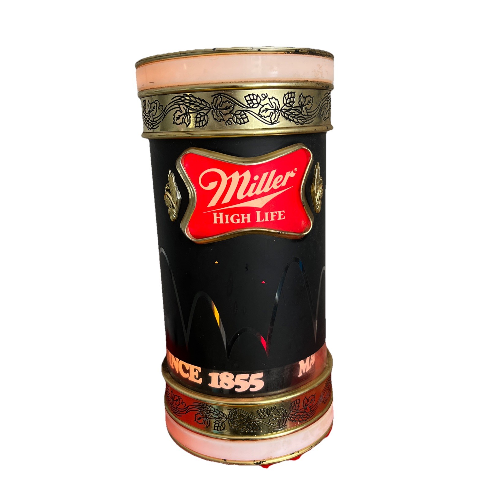 Vintage Light Up Miller High Life Rotating Sign Lighted Read