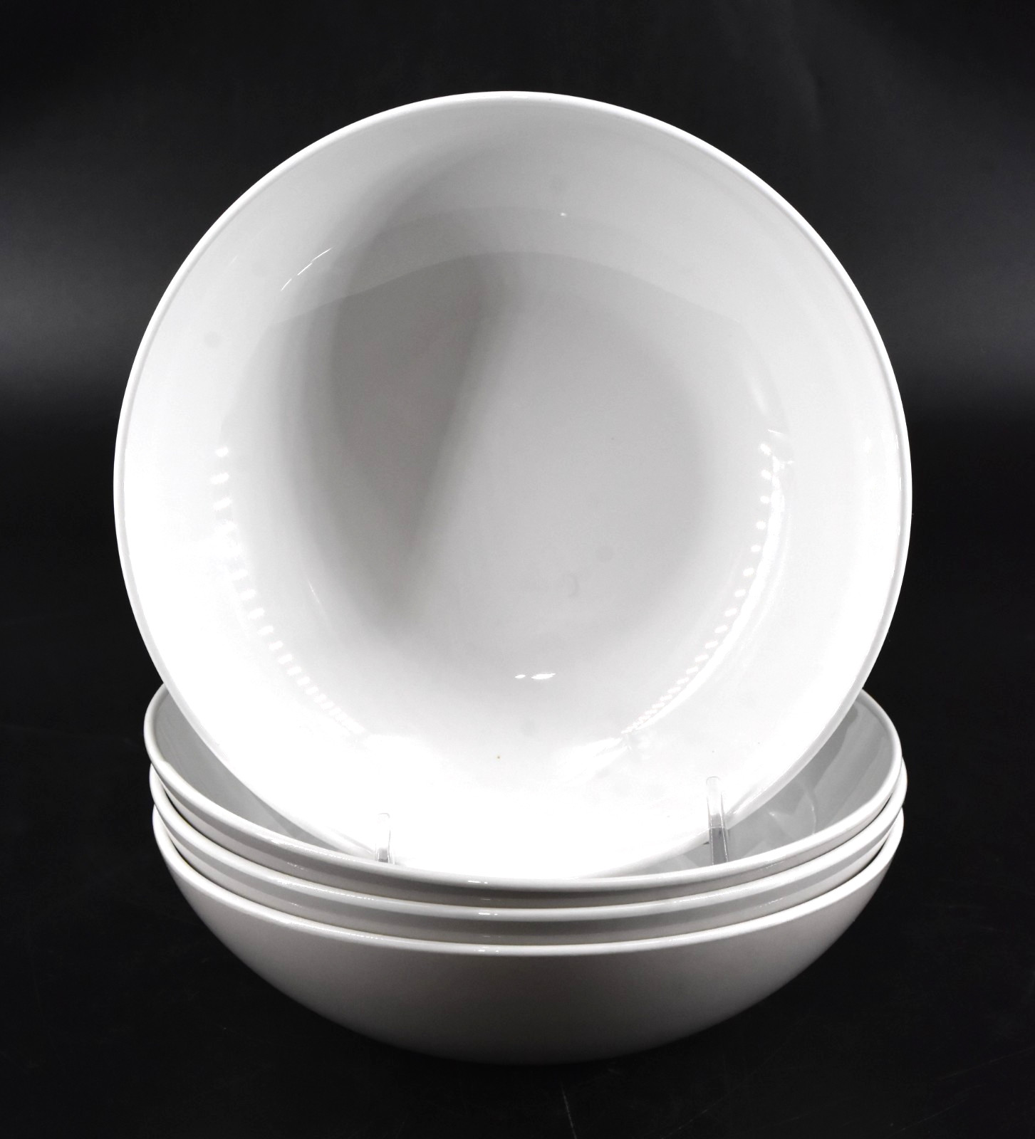 VTG Centura Corning Coordinates Set of 4 White & Gray Coupe Soup Cereal Bowls