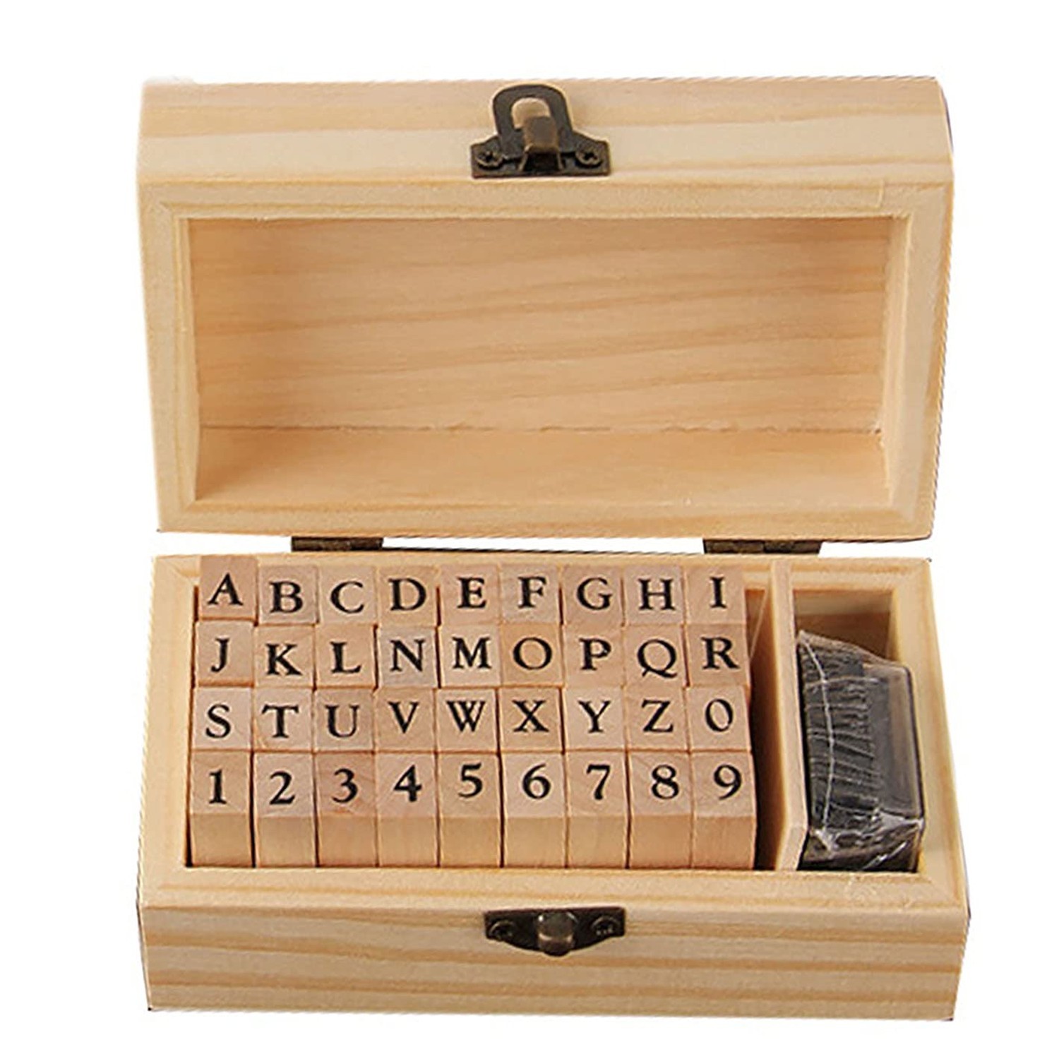 Pack of 36 Pcs Small Wooden Rubber Stamps 0.2 Inch of Letter and Number for D...