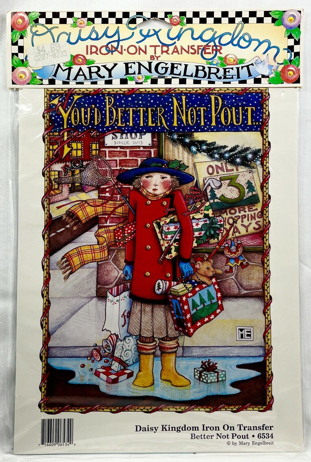 NEW 1990 Daisy Kingdom Better Not Pout 6534 Iron-On Fashion Transfer Vintg 10725