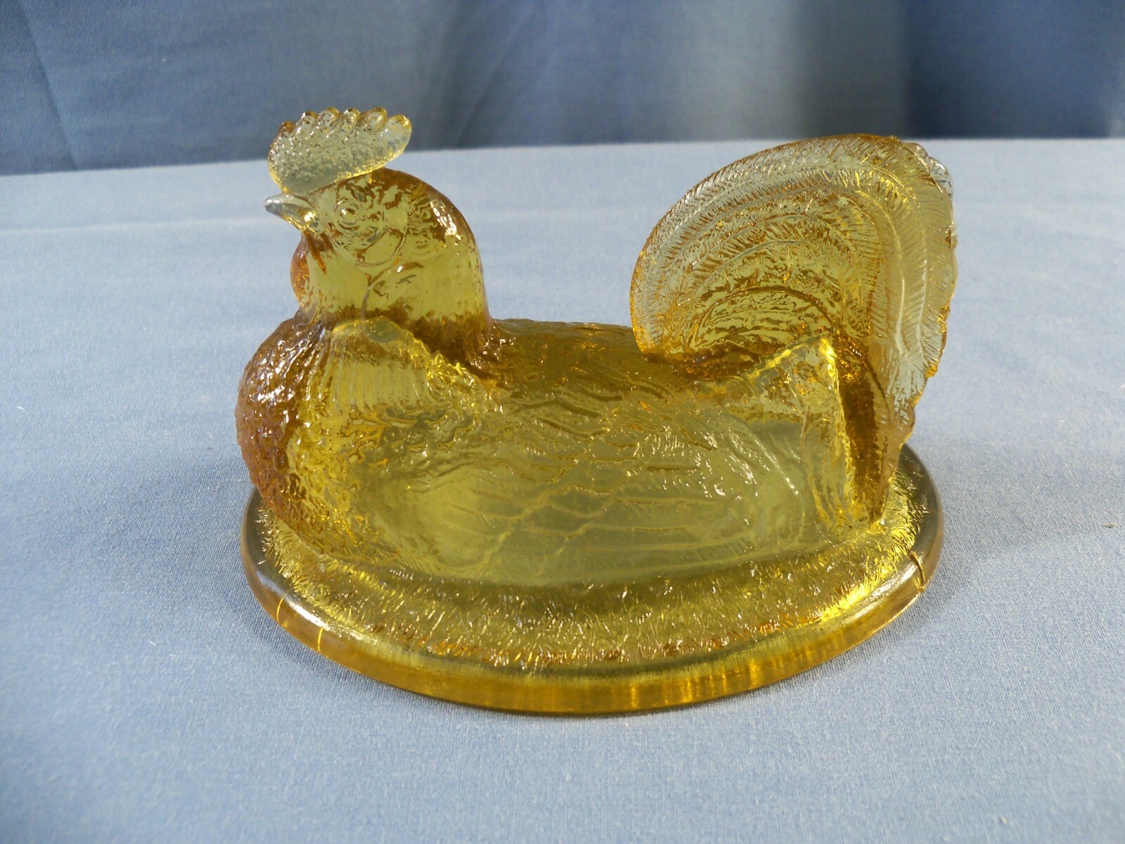 L.G. Wright Amber Glass Rooster Chicken on the Nest Candy Dish TOP LID ONLY