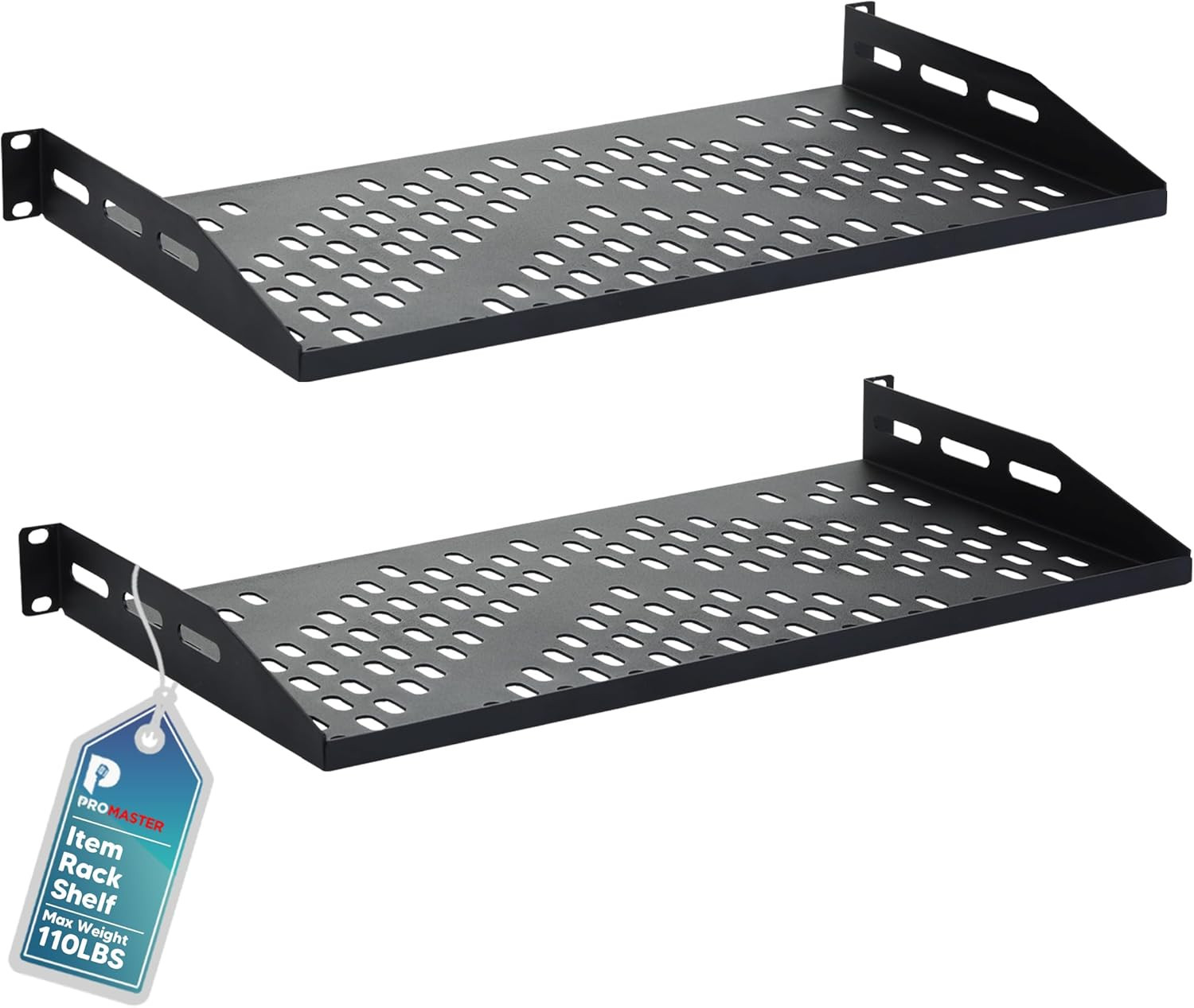 Server Vented Shelf - 2-Pack 19 Inches, 10'' Deep, 1U Universal Integration Serv