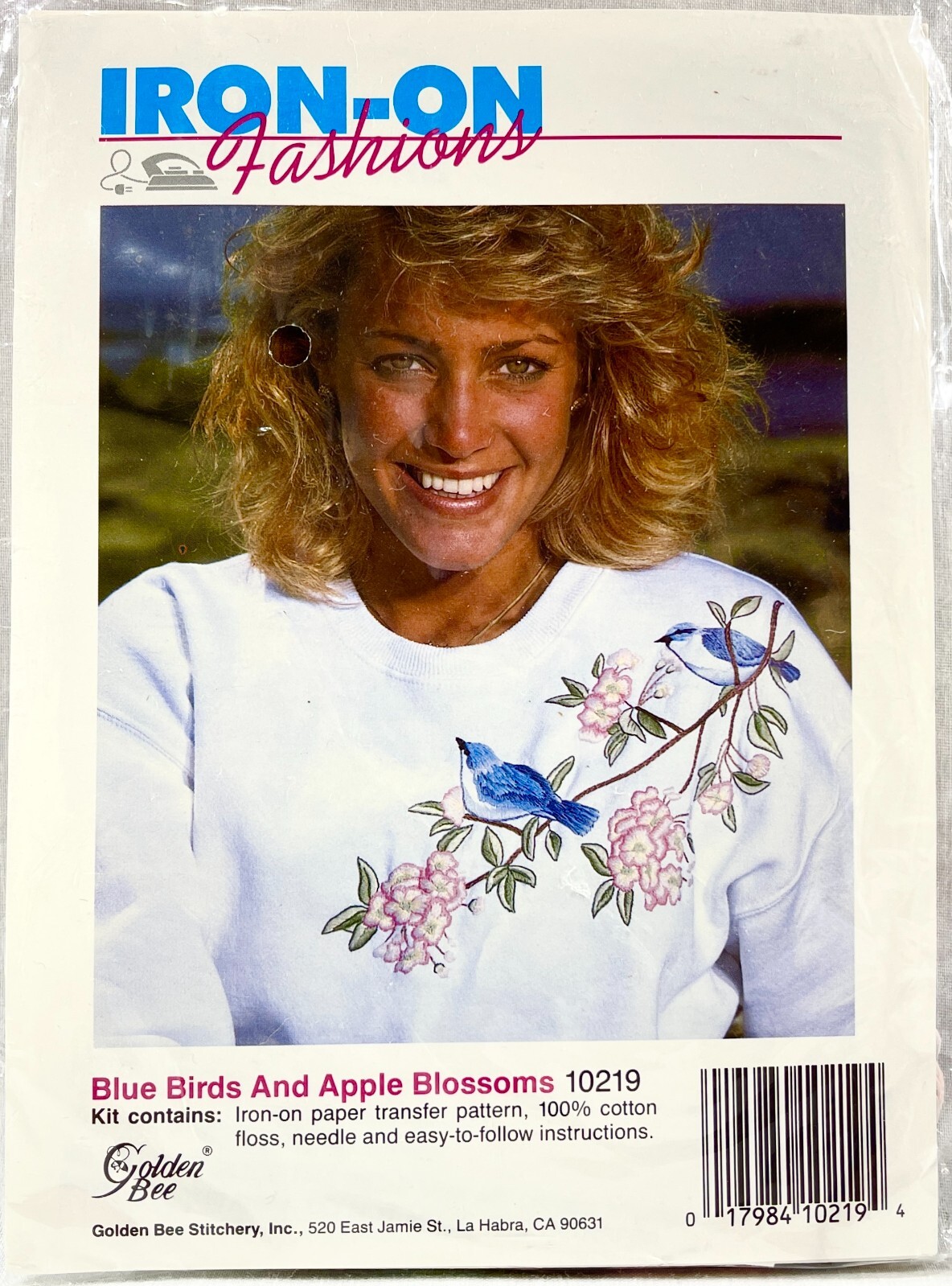 NEW 1990s GB Blue Birds+Apple Blossoms 10219 Iron-On Fashion Transfer Kit 14680