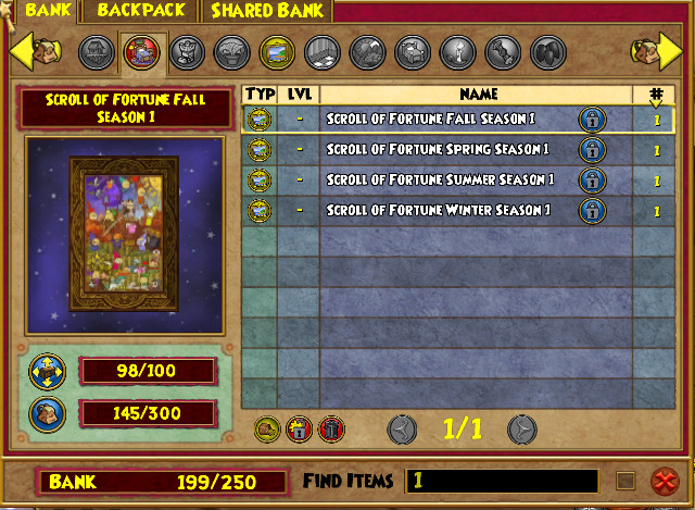 Wizard101 Scroll Of Fortune: Season's 1-Season 7 (Read Description)