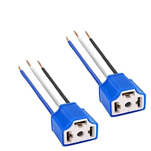 2Pcs H4 Harness,H4 Bulb Holder Ceramic LED Light Connector Socket H4 9003 HB2 