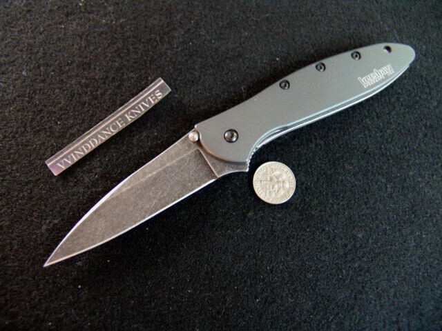 KERSHAW-KEN ONION-LEEK-1660GRYBW-GRAY-BLK.WASHED BLADE-FOLDING-LOCKING KNIFE-(B)