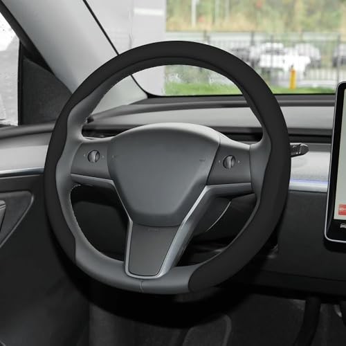  Nappa Leather Steering Wheel Cover,Universal Fit 15 Inch-Premium Non Black