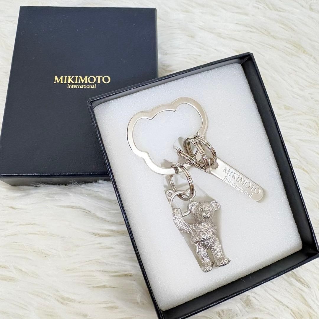 MIKIMOTO Black Bear Keyring Keychain Silver Rings Unused and Well-Stored 