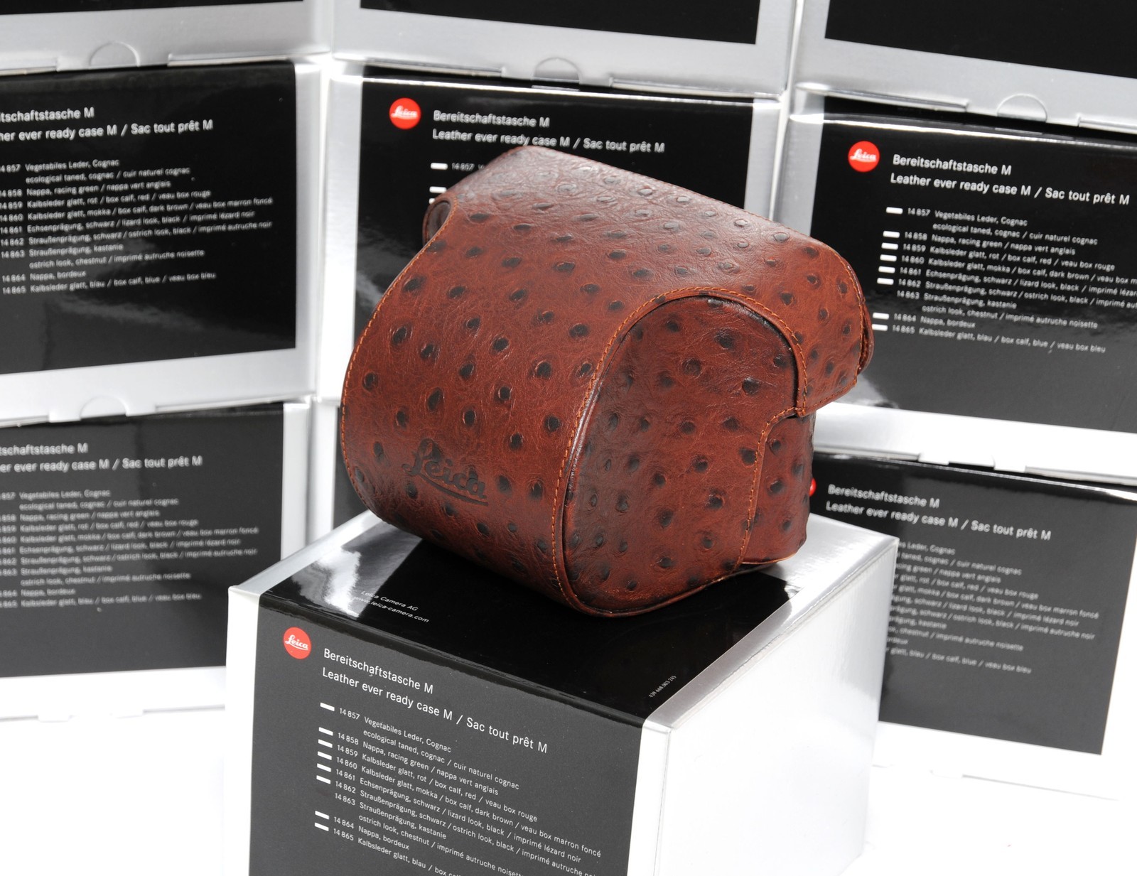 @ Leica M a la carte Ever ready case, ostrich look, chestnut boxed 14863 MINT