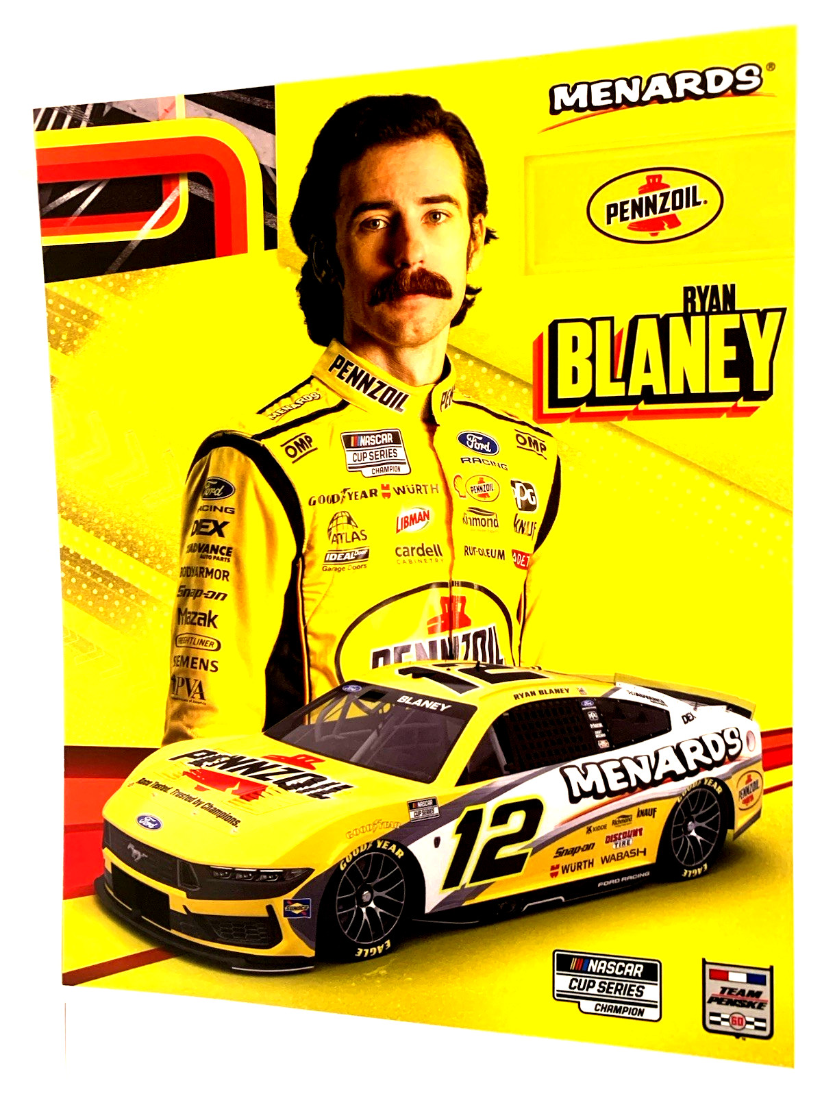 2026 RYAN BLANEY TEAM PENSKE 60 YEARS PENNZOIL #12 NASCAR CUP POSTCARD @ COTA
