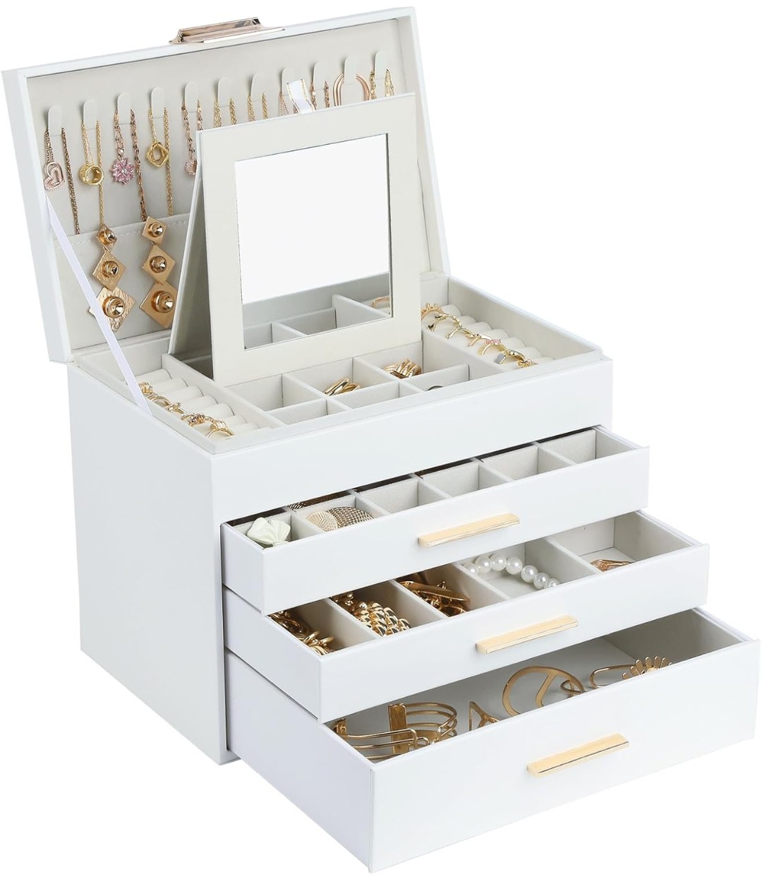 BOOVO Jewelry Boxes for Women, 5 Layer Jewelry Organizer with Necklace Hanger...
