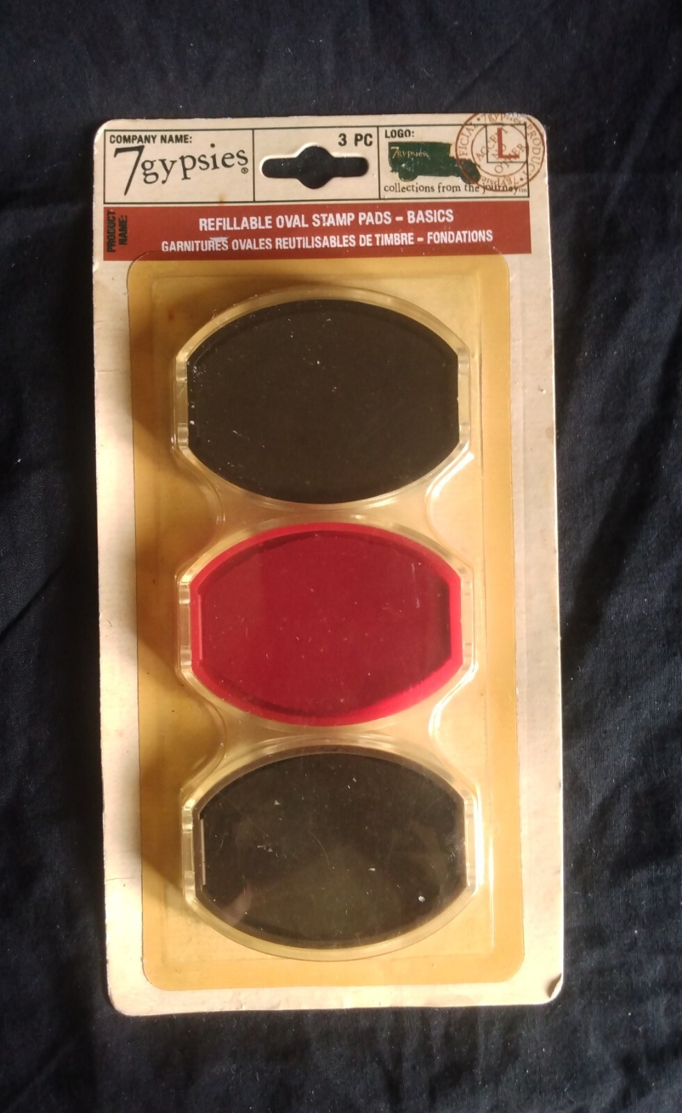7gypsies Refillable Oval Stamp Pads- Basic - Chocolate, Red , Black