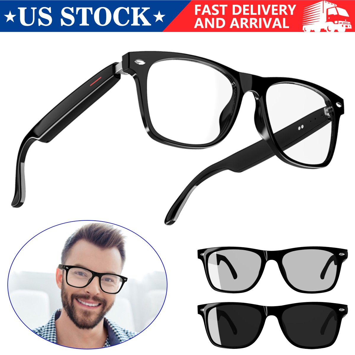 Smart Bluetooth Glasses Sunglasses Music Stereo Headset Audio Speaker Outdoor BT