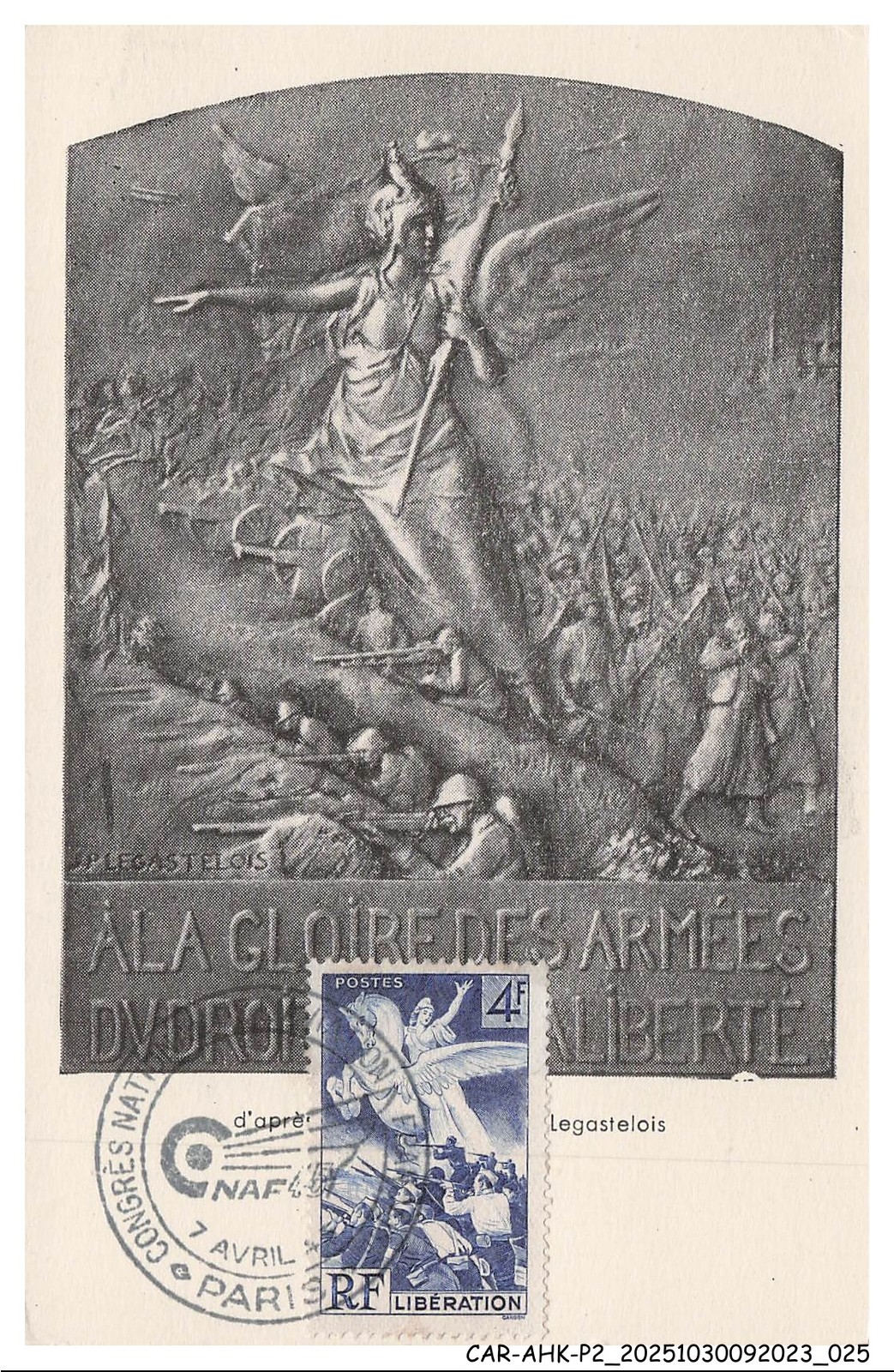 CAR-AHKP2-0088-Maximum Cards - FRANCE - In Glory Of The Armies - 1945