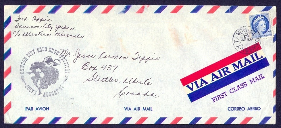 CANADA DAWSON YT 1962 GOLD RUSH FESTIVAL AIR MAIL COVER