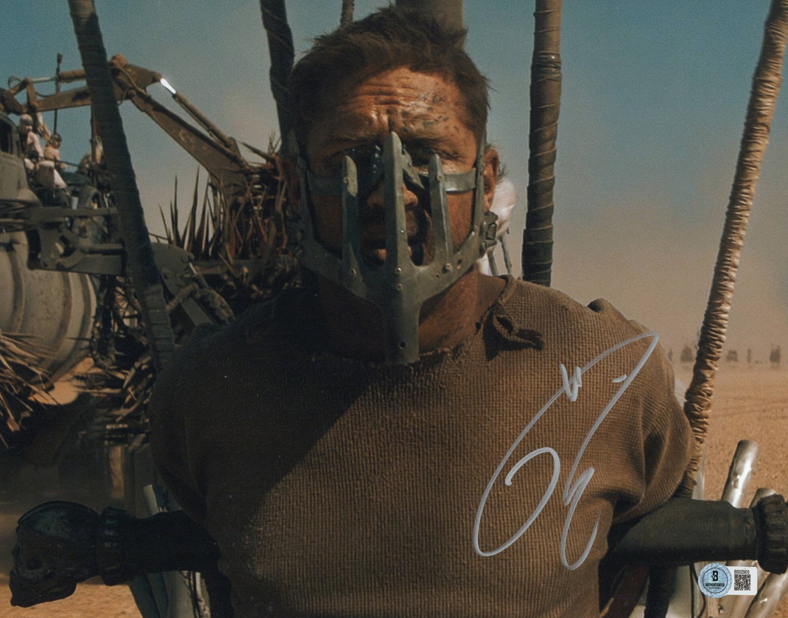 TOM HARDY SIGNED AUTOGRAPH MAD MAX: FURY ROAD 11X14 PHOTO BECKETT BAS