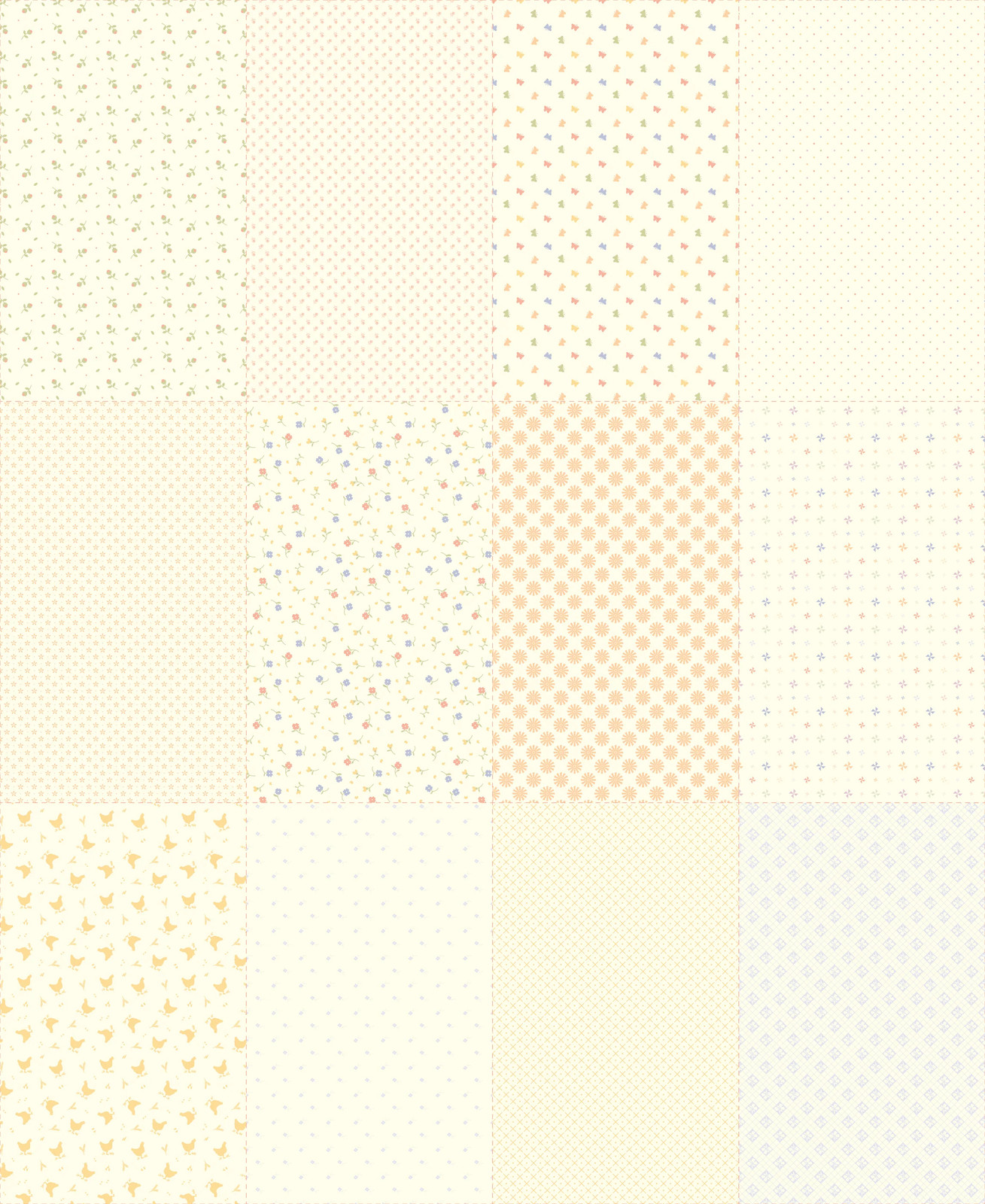 MODA - Pastel Prairie - Low Volume Sampler 36" x 44" Panels - Porcelain - PL1369