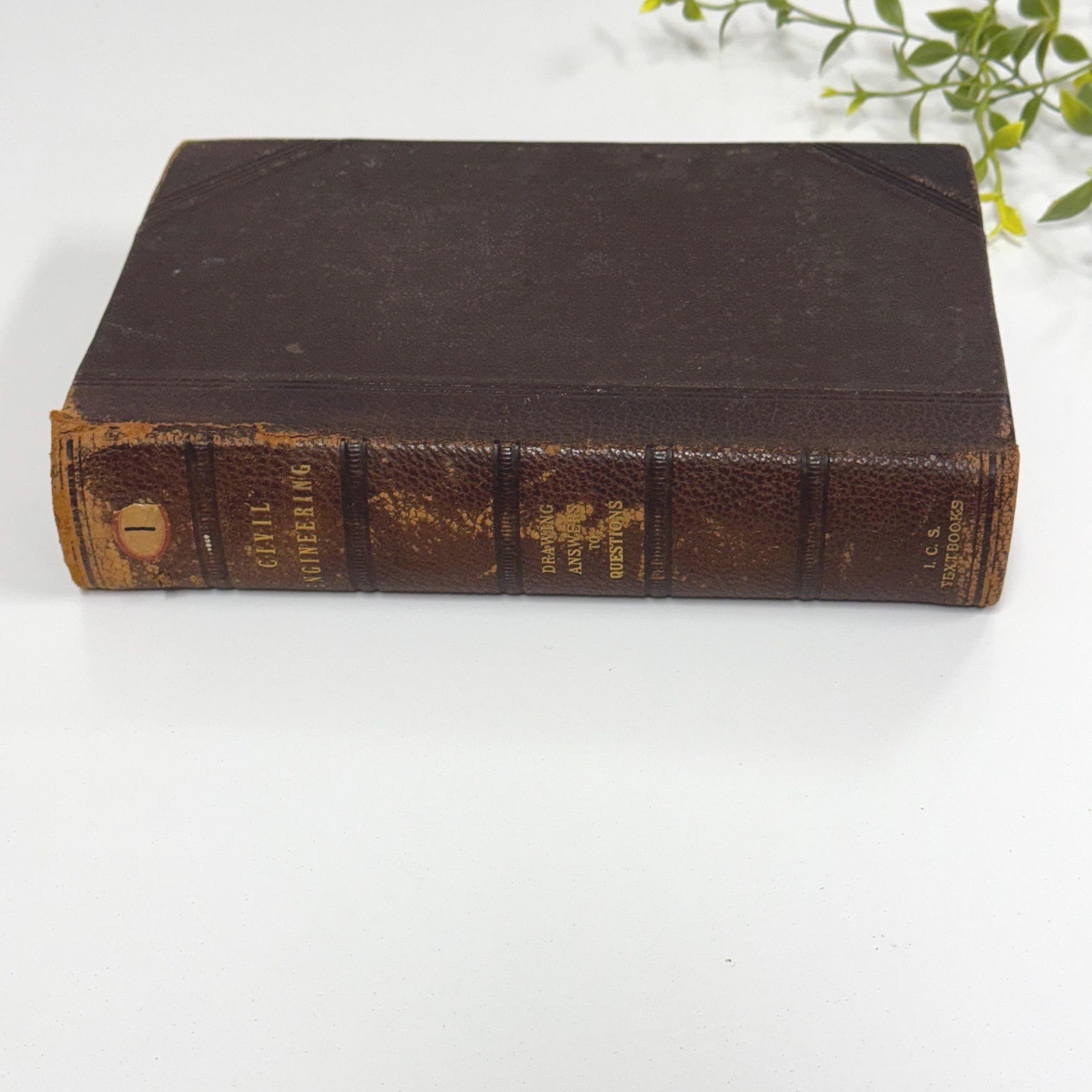 1899 Antique Civil Engineering Textbook: Drawing Answers Decor Book
