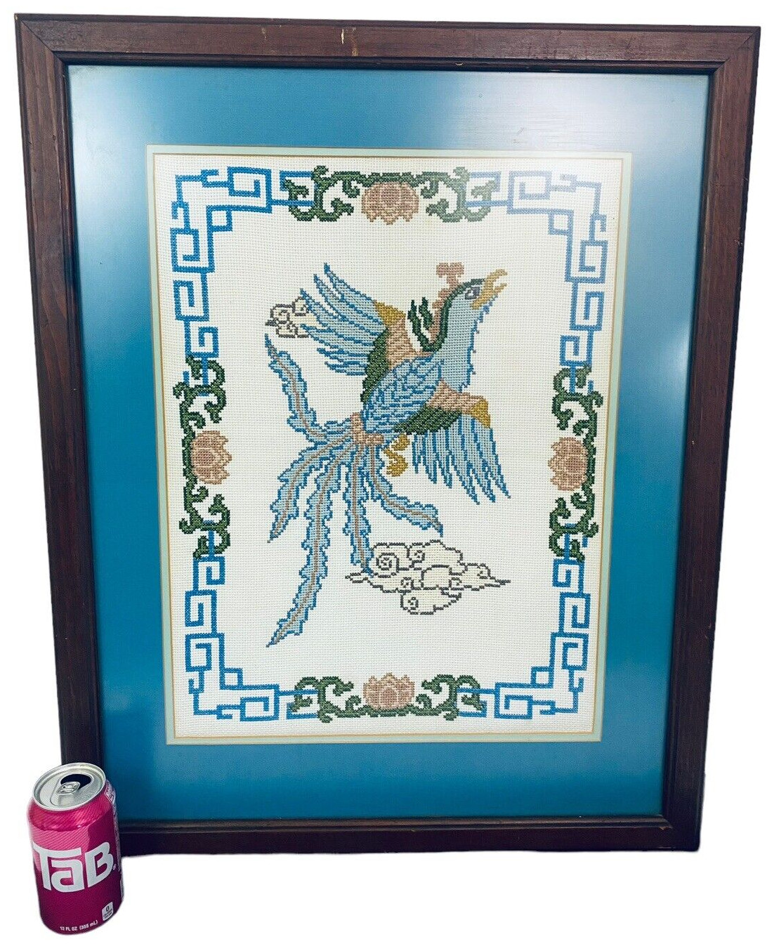 Large Finished Cross Stitch Imperial Phoenix Bird Serendipity Framed 22 "x 28"