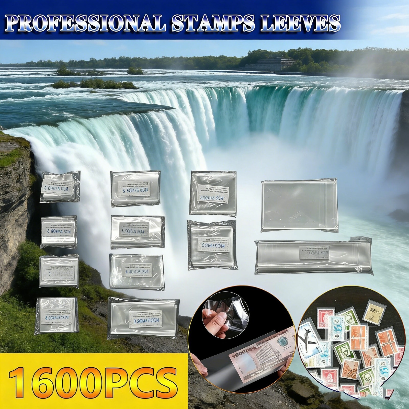 16-Model OPP Stamp Bags, 100Pcs/Bag | 1600Pcs Total | Clear Protection