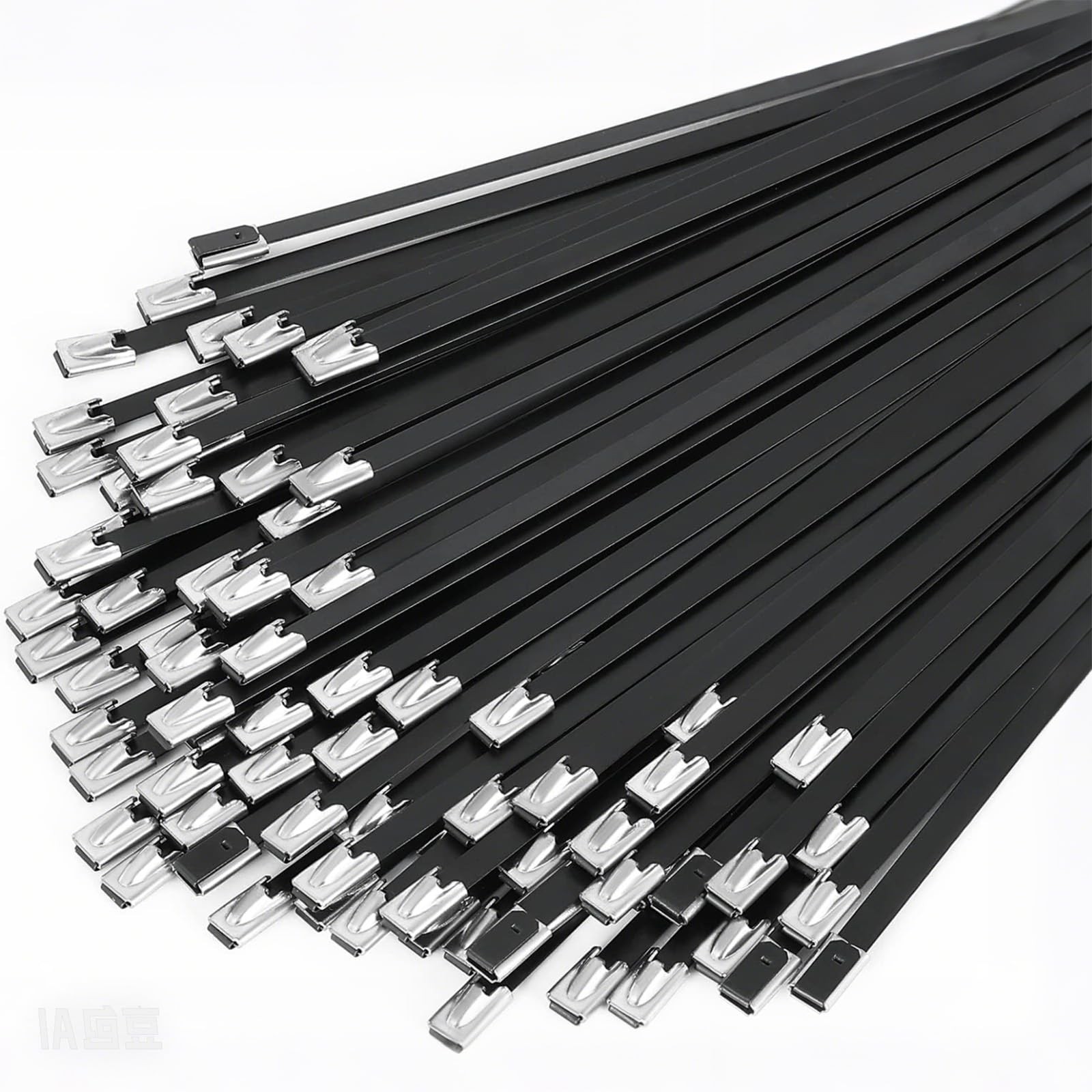 11.8 Inch Black Metal Zip Ties, 100PCS Epoxy Coated 304 Stainless Steel Cable...