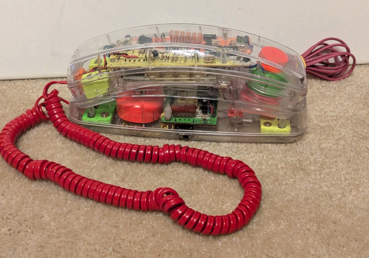 Vintage Conair Phone SW205 Clear Transparent Neon Landline Telephone 1990s Retro