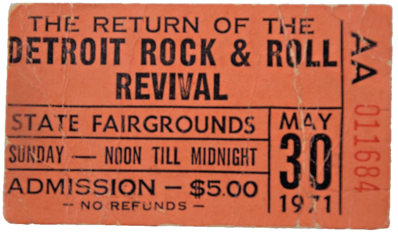 Rare Detroit Rock & Roll Revival Ticket Stub State Fairgrounds May 30, 71 Fair +