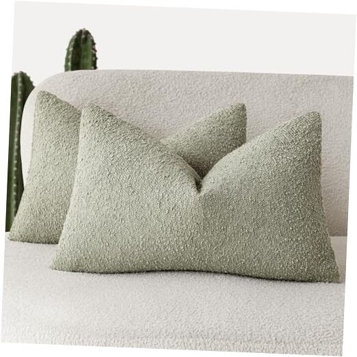  Pack of 2 Textured Boucle Throw Pillow 20" x 12" (Pack of 2) Desert Sage Green