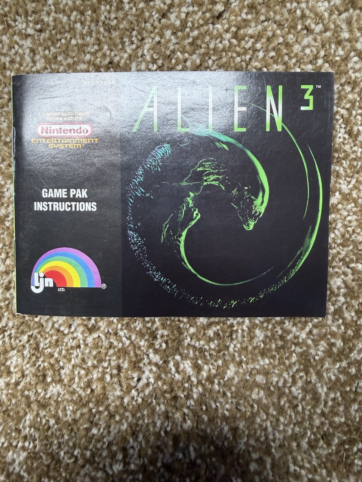 Alien 3 NES Manual Only Authentic NICE! No Game Or Box