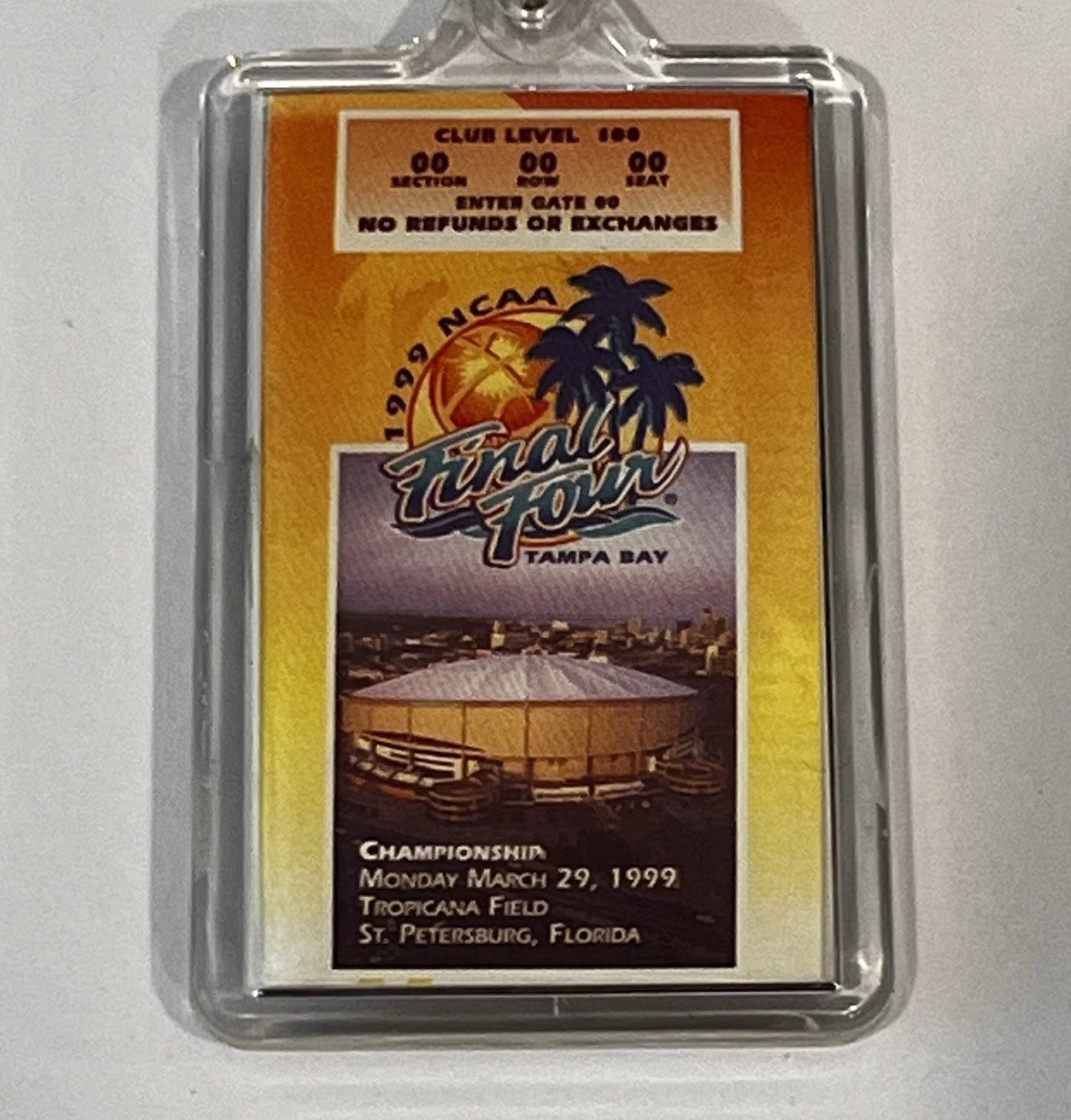 Vintage 1999 NCAA Final Four Basketball Pepsi One Acrylic Keychain Key Ring Fob