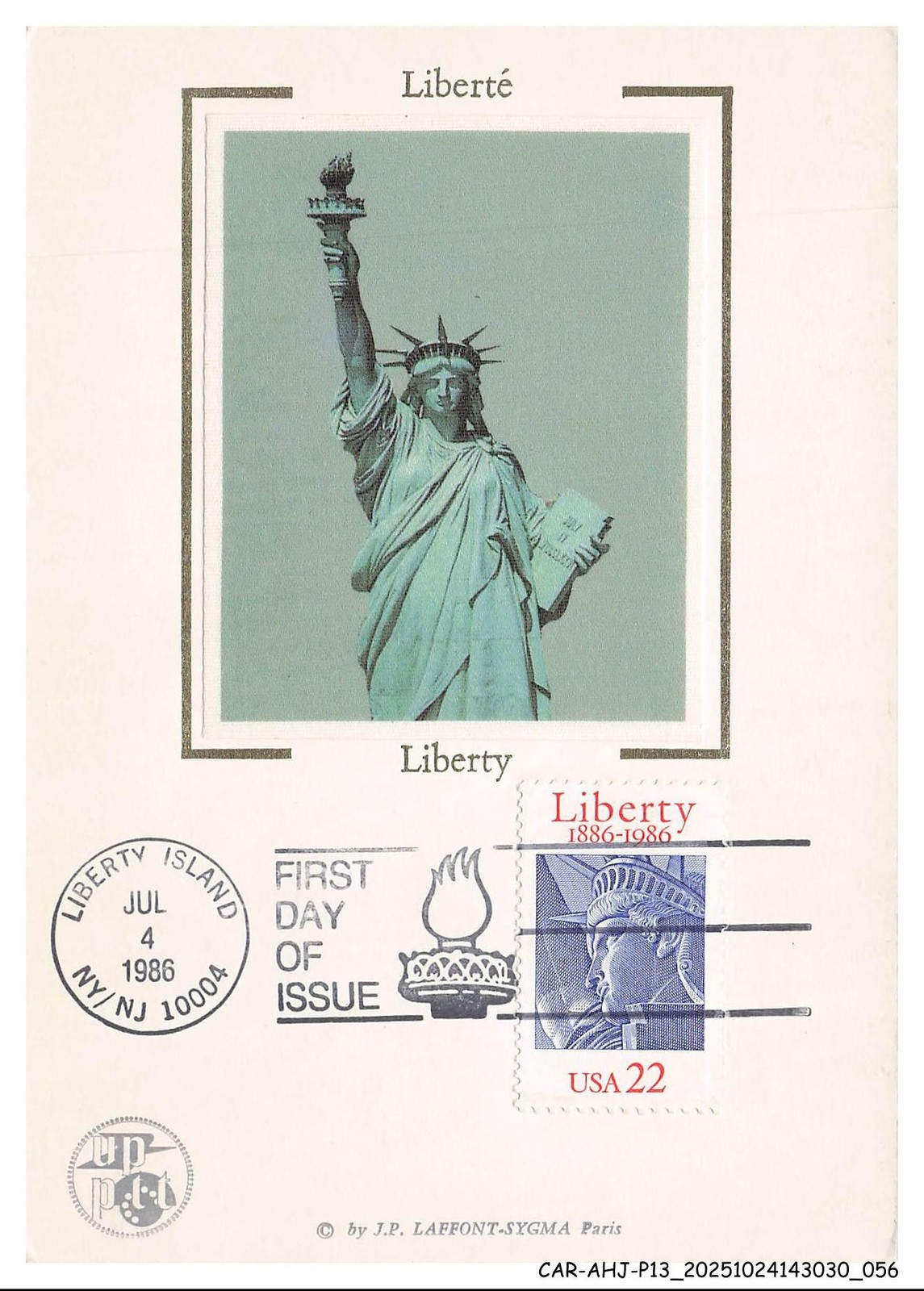 CAR-AHJP13-0603-CARD-MAXIMUM - UNITED STATES - Liberty - 1986