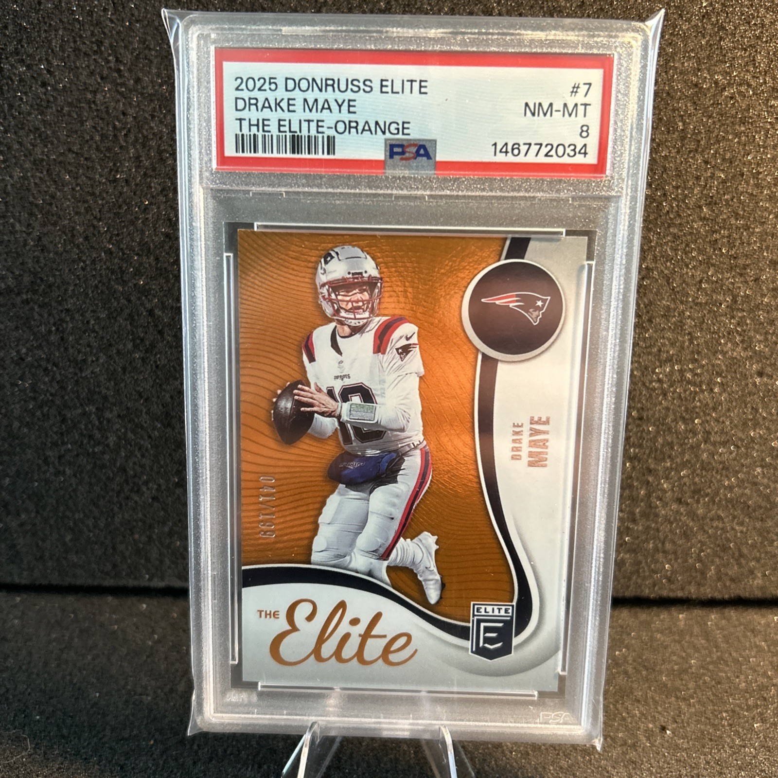 2025 Donruss Elite Drake Maye The Elite Orange /199 Psa 8🔥New Slab!🔥