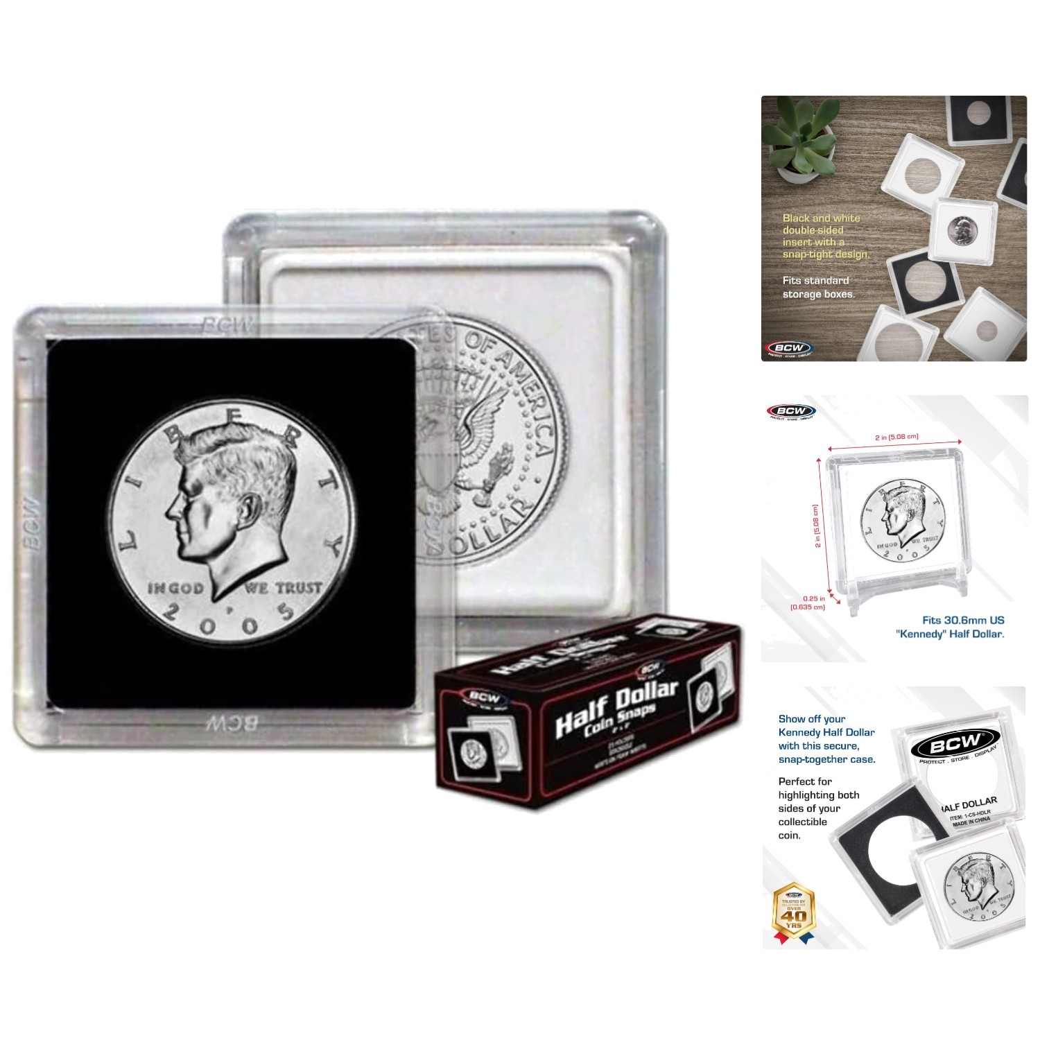 Snap-Together Coin Protectors - 25 ct for Archival Quality Kennedy Half Dollars