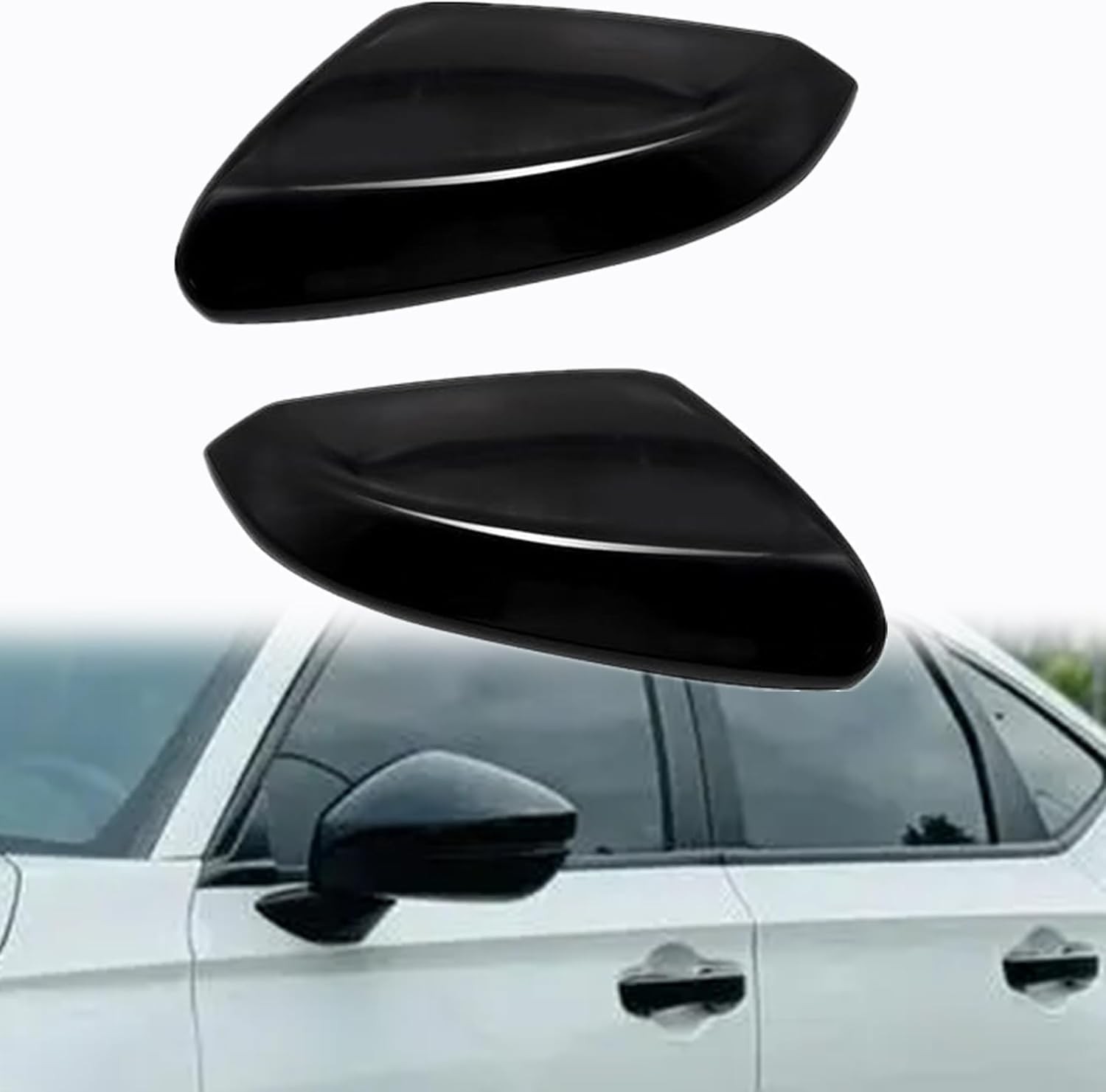 Pair Mirror Cap Cover Glossy Black Compatible with Honda Civic 2016 2021