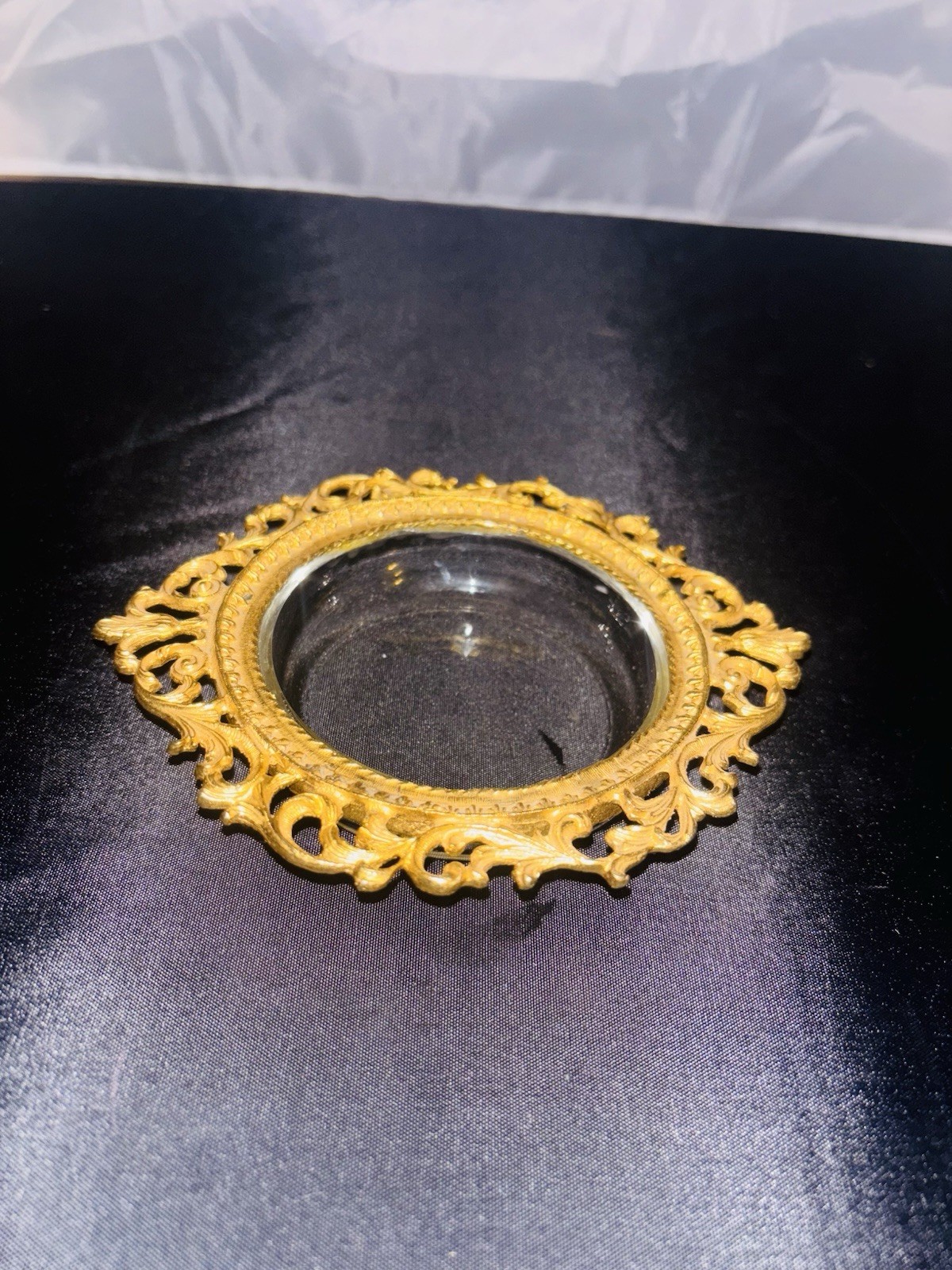 Gresco Gold Gilt classic Glass Jewelry Trinket Dish  ring earrings vanity decor