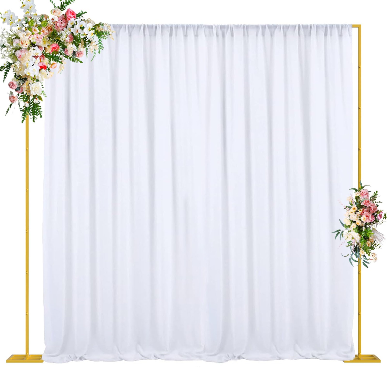10x10 FT Backdrop Stand Heavy Duty Pipe and Drape Kit, Adjustable Gold Backdr...