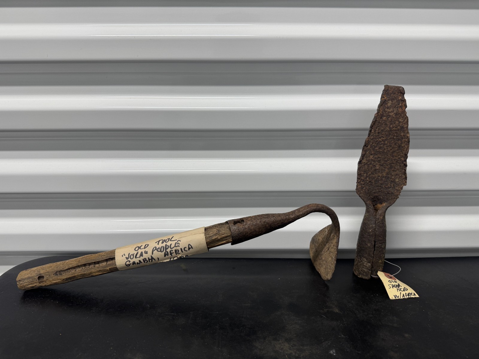 Antique African Woodworking Tool & Spear Head Volau People Gambha Scrapping