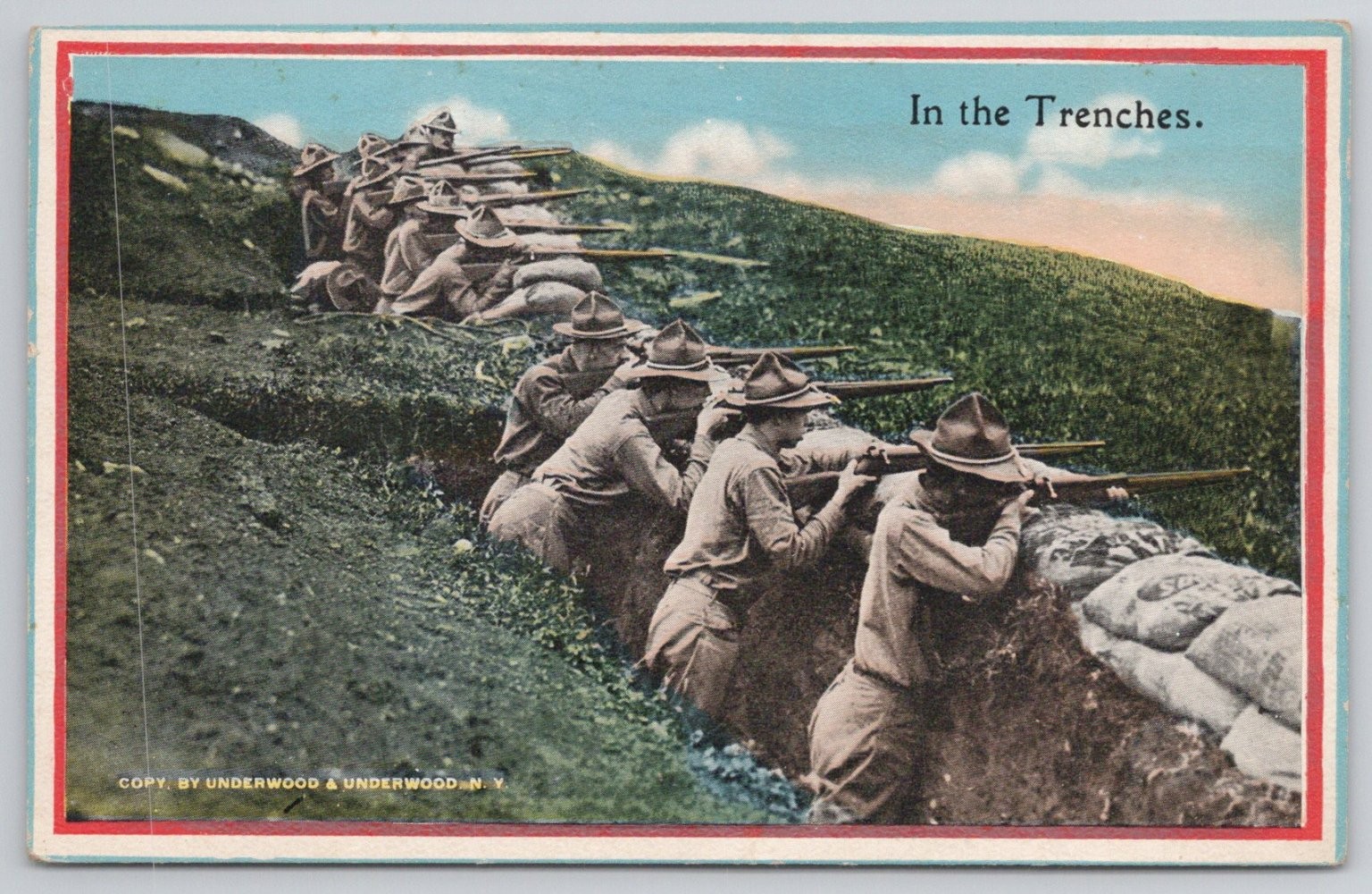 WWI Era Soldiers In The Trenches Postcard Underwood & Underwood Military