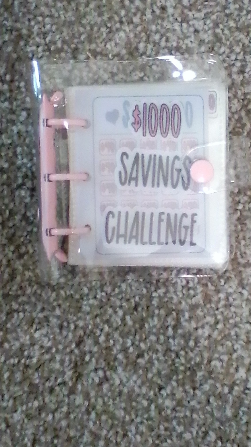 $1000 Savings Challenge Binder Organizer Pink