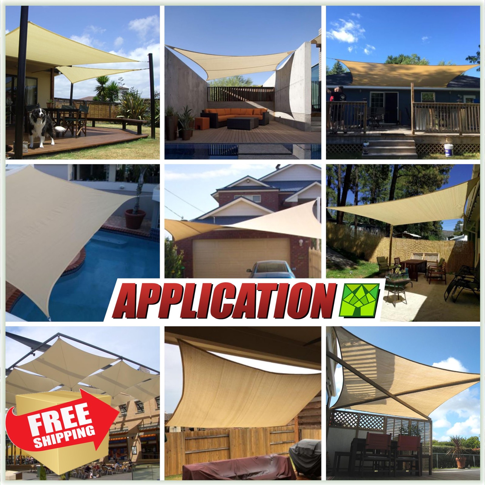 ColourTree Sun Shade Sail, 12' x 18', Brown Rectangle, UV Block