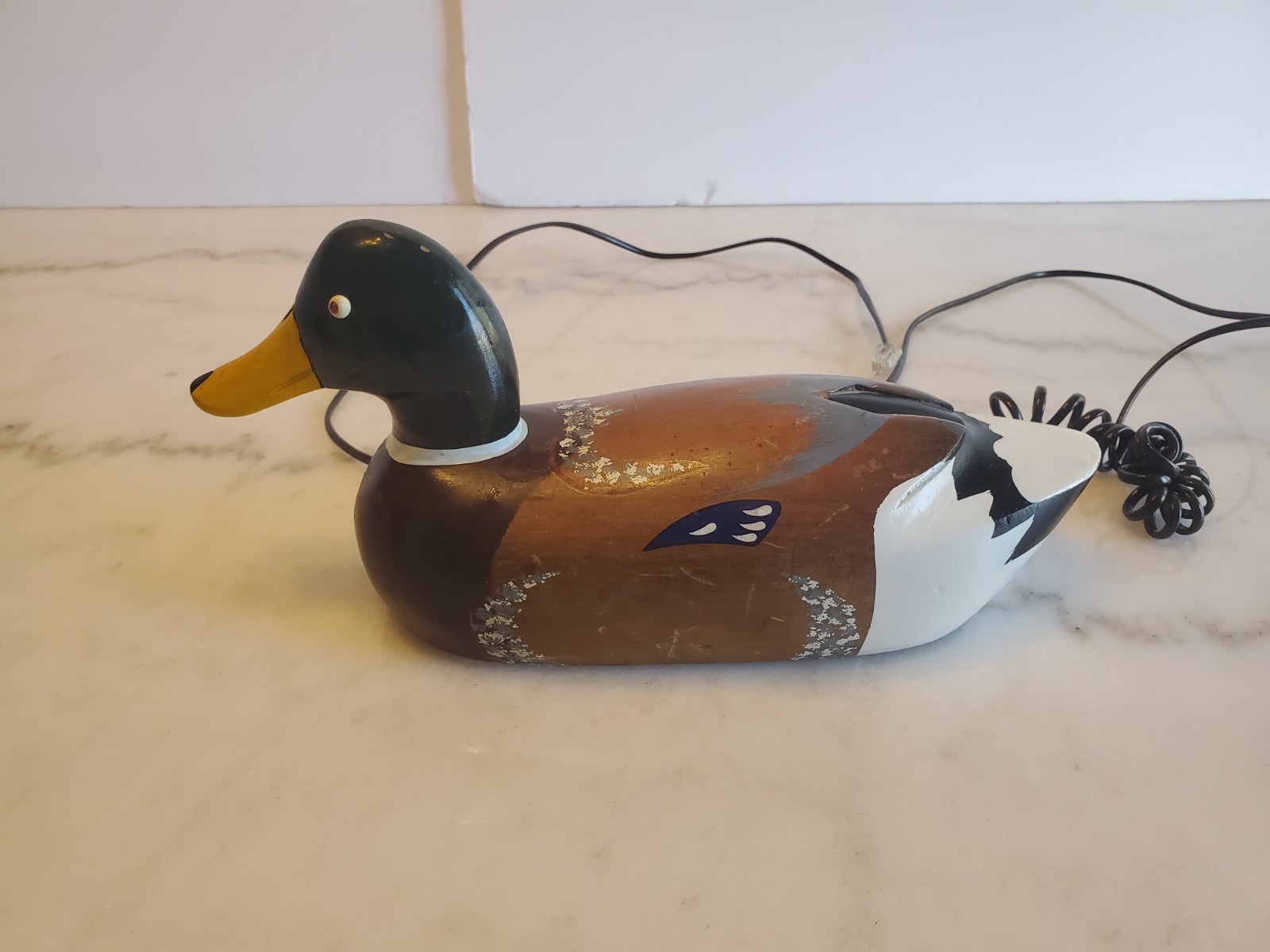 Vintage TeleMania Wooden Mallard Duck Decoy Landline Phone one piece Untested