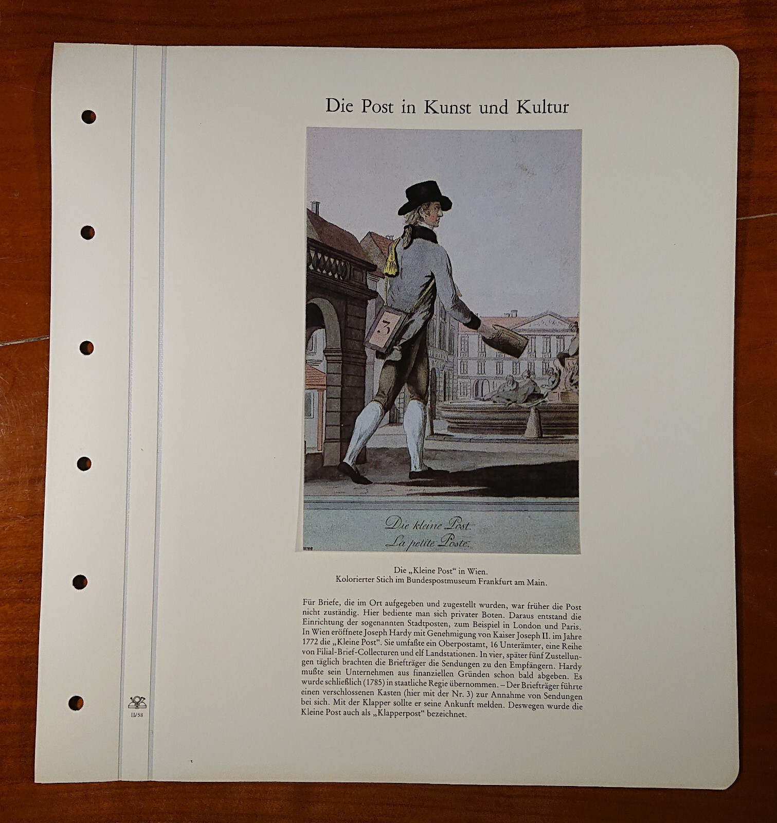 Template Sheet Post Art & Culture "Small Post" Berlin Colored Engraving Reprint