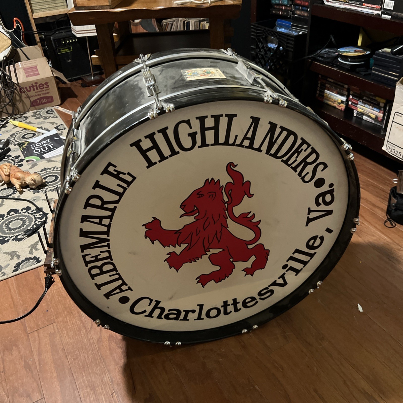 Vintage 27” Marching Band Bass Drum Band Charlottesville Va Highlanders Rare